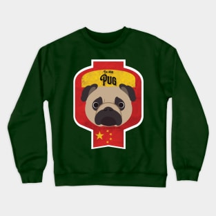 Pug - Distressed Chinese Pug Beer Label Design Crewneck Sweatshirt